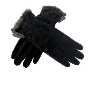 ARIS Genuine Leather Gloves Black Faux Fur Lined Women’s Medium